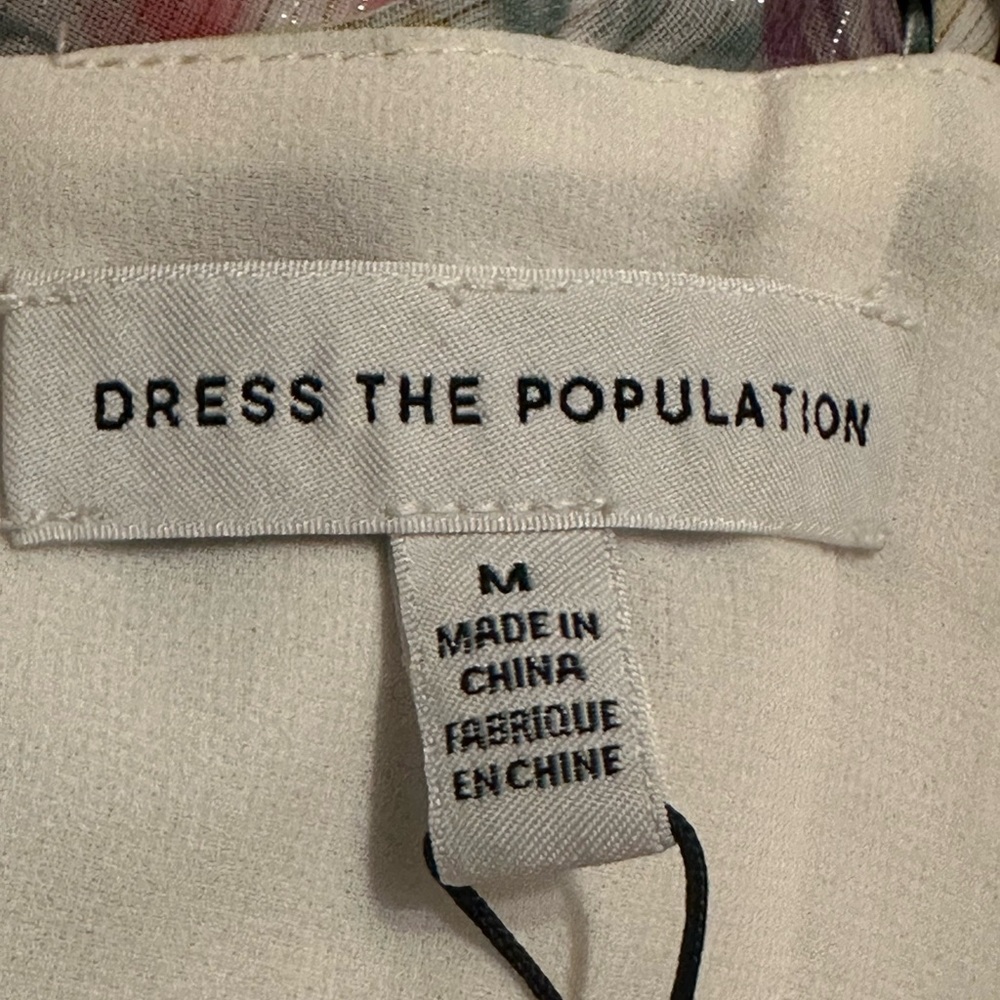 NWT DRESS THE POPULATION Josefina Dress Floral
Ruffle Detail Gown in Ivory Multi - Picture 12 of 16